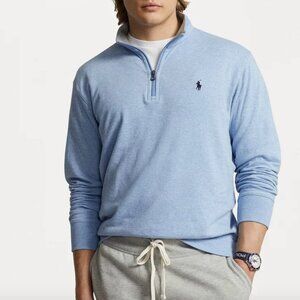 Polo Ralph Lauren Luxury Jersey Quarter-Zip Pullover Isle Heather Blue